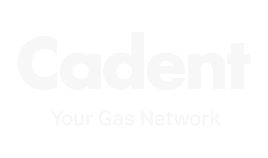 Cadent your gas network logo white.